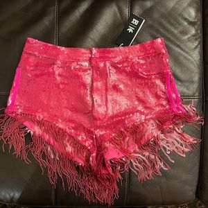 Ivy Park Pink sequin shorts with tassels